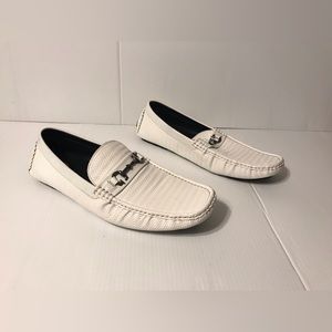 Guess Adlers white faux leather loafers shoes men size 13 M
